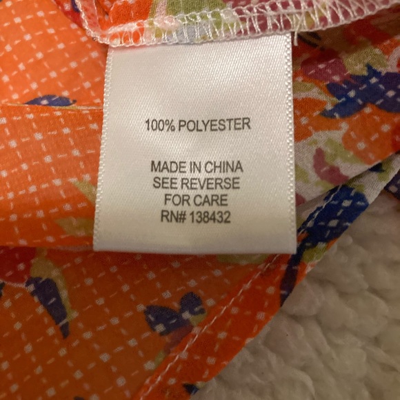 ModCloth sheer Orange floral button up Long sleeved blouse - Picture 8 of 8